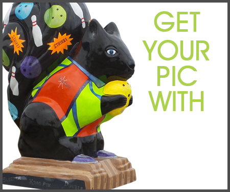 Get Your Picture with Cosmo the Black Squirrel